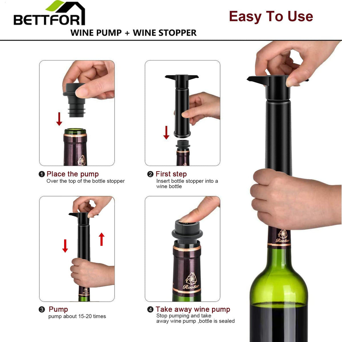 BETTFOR fits most standard bottles including red and sparkling wines
