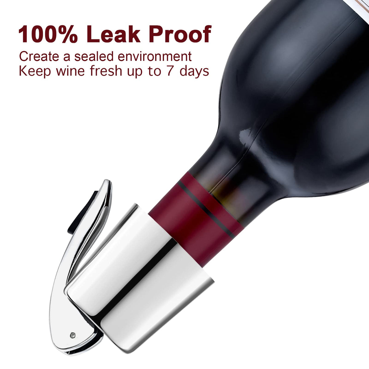 BETTFOR wine stopper silver leak-proof design prevents spills
