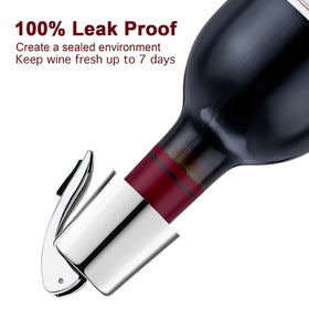 BETTFOR wine stopper silver leak-proof design prevents spills