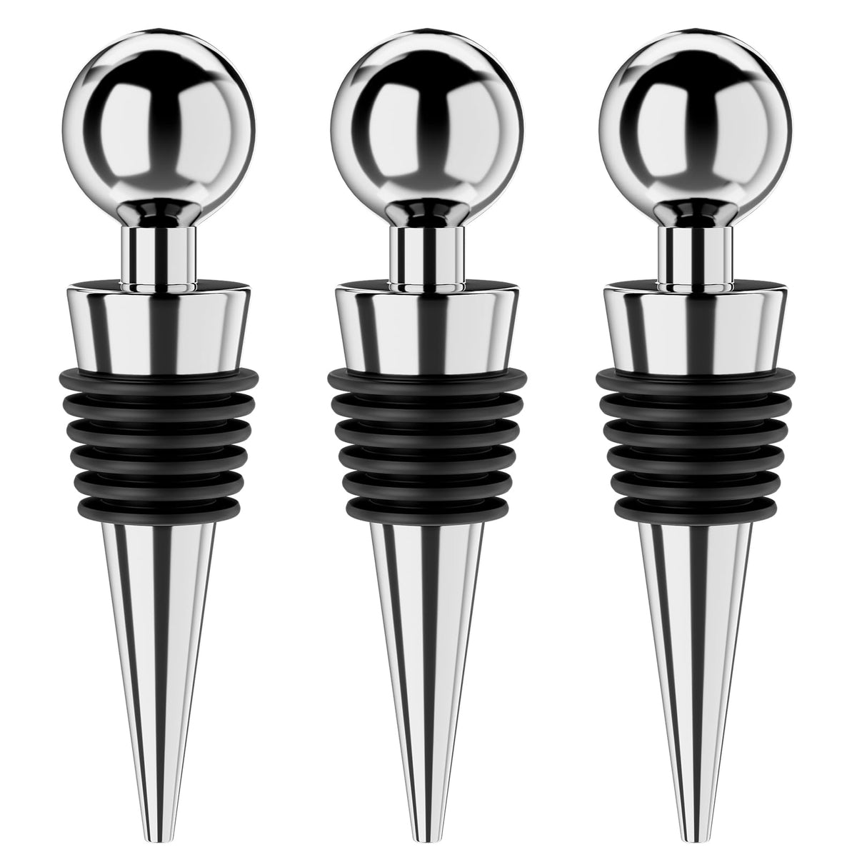 BETTFOR wine stoppers 3-pack on display showing a neat set of silicone caps