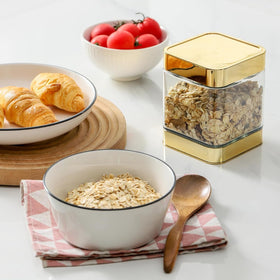 BETTWILL 34oz canister with gold rim for pasta and snacks