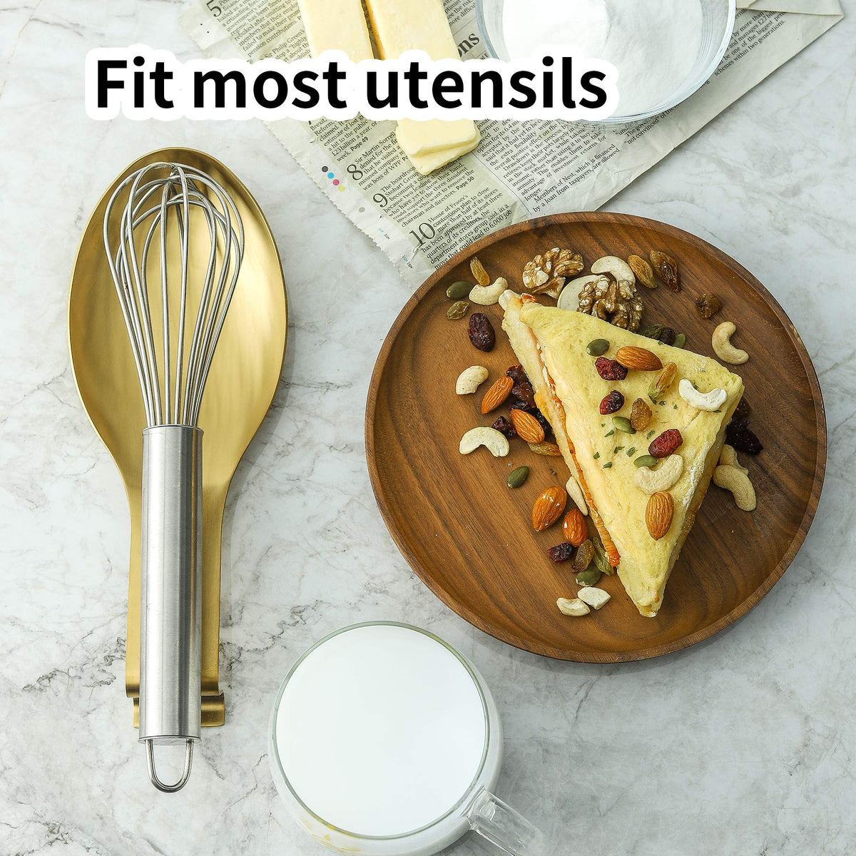 BETTWILL Gold Spoon Rest with brushed finish is easy to clean after use.