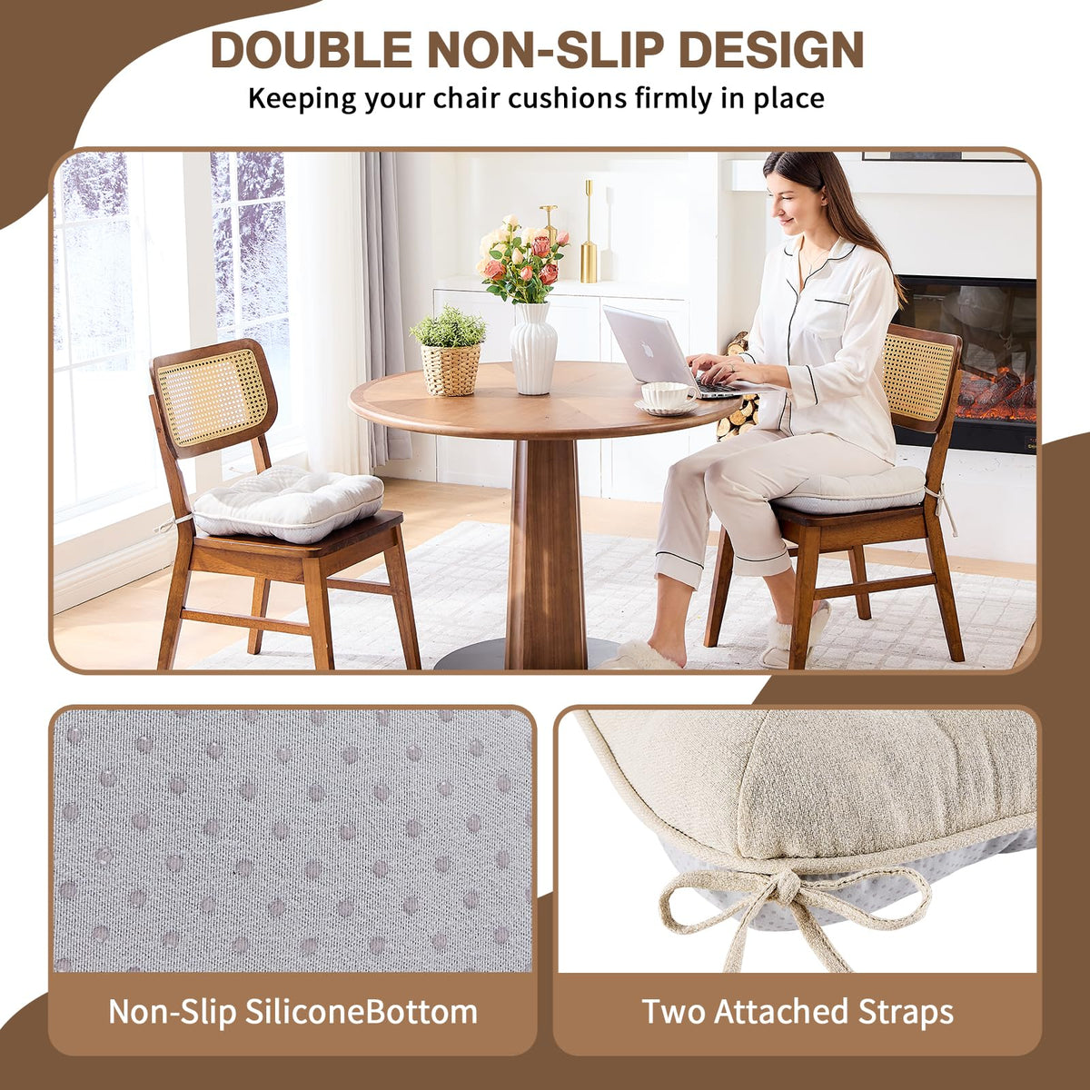 BETU chair cushion non-slip bottom prevents movement during use