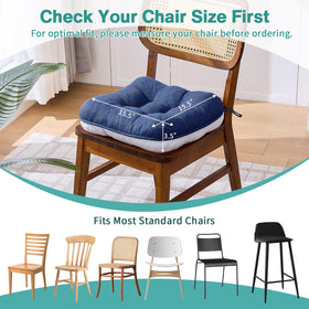 BETU cushions with ties secure position on chairs during use
