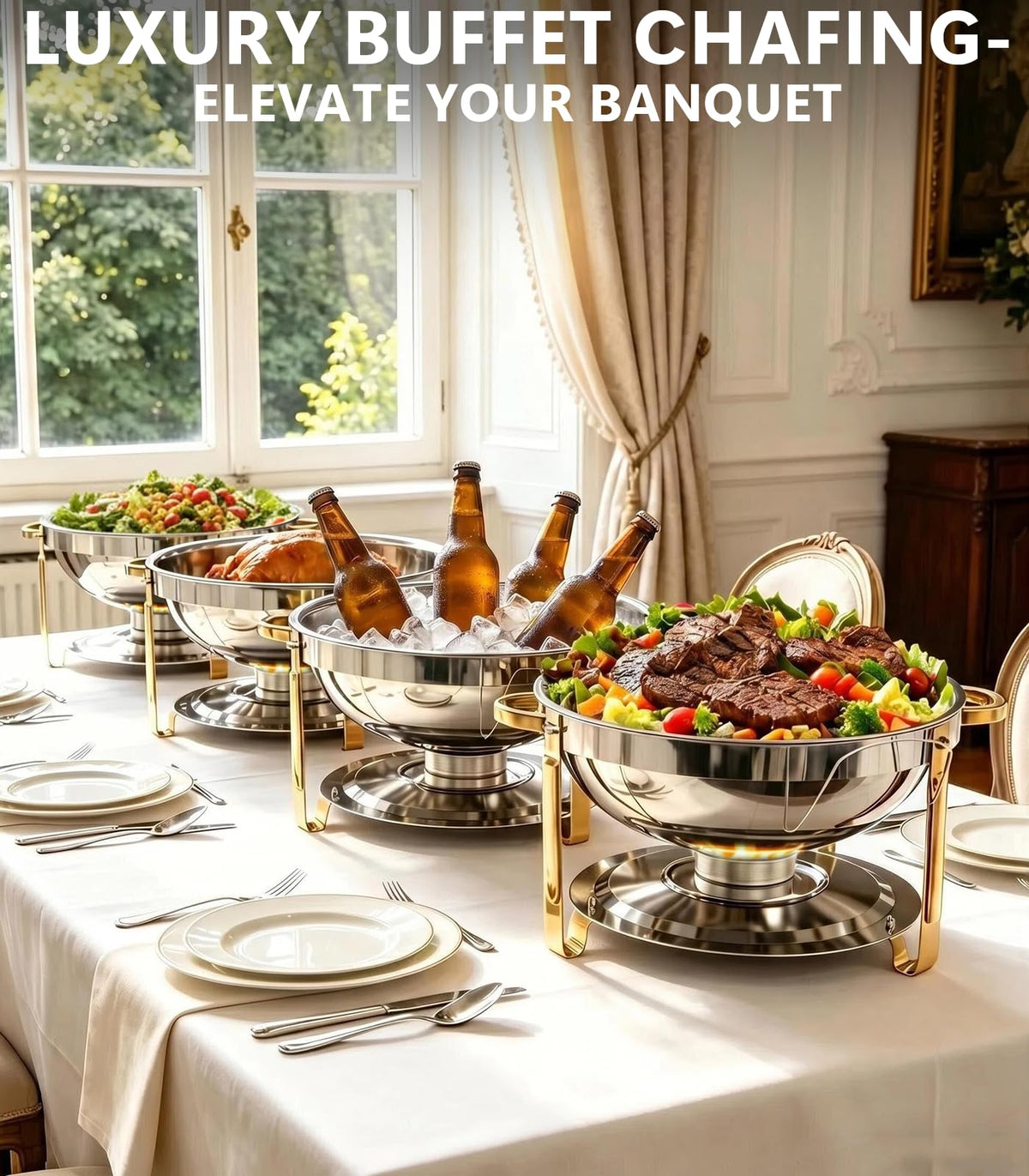 Beviliu 8QT chafing dish assembly in minutes for easy hosting