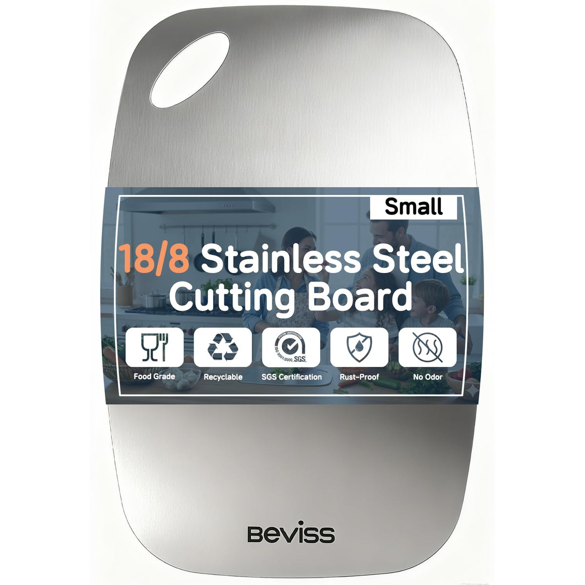 BEVISS cutting board double-sided stainless steel for separate meat and produce prep