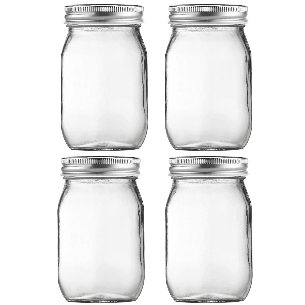 BEWAVE glass mason jar 16oz with regular mouth and lid for secure storage