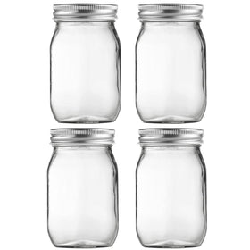 BEWAVE glass mason jar 16oz with regular mouth and lid for secure storage