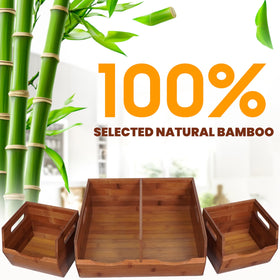 Bewbow bamboo pantry bin handles enable easy transport and rearranging.