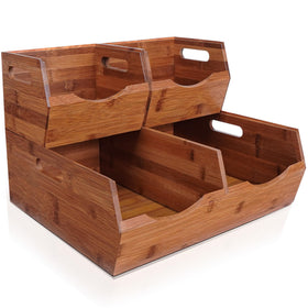 Bewbow bamboo pantry bin stack large demonstrates spacious, organized storage.