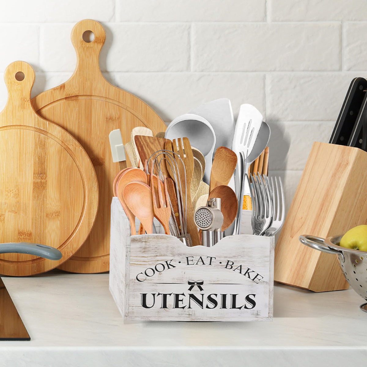 Bewbow utensil holder with full capacity showcasing many utensils stored