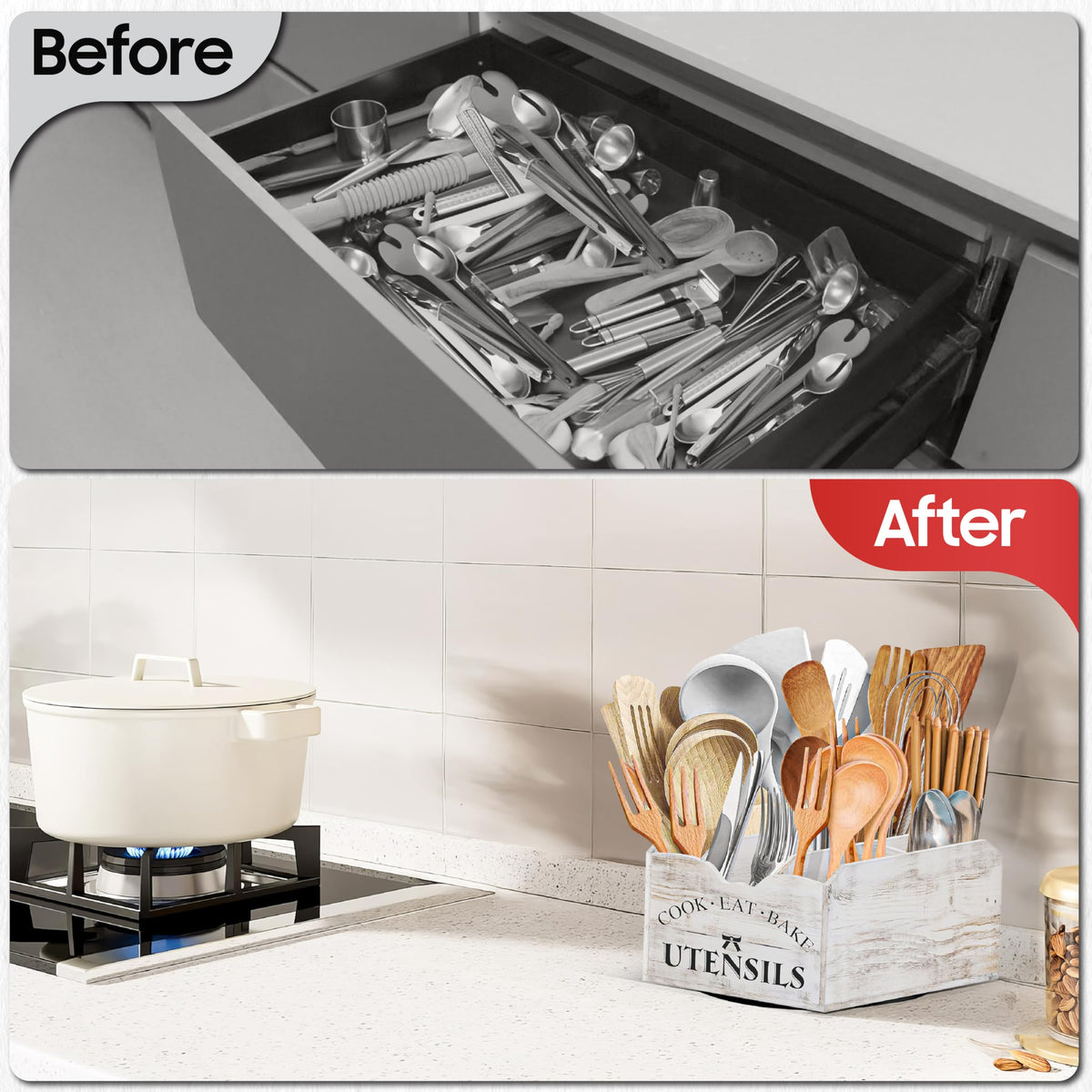 Bewbow utensil holder showing six compartments for organized tools