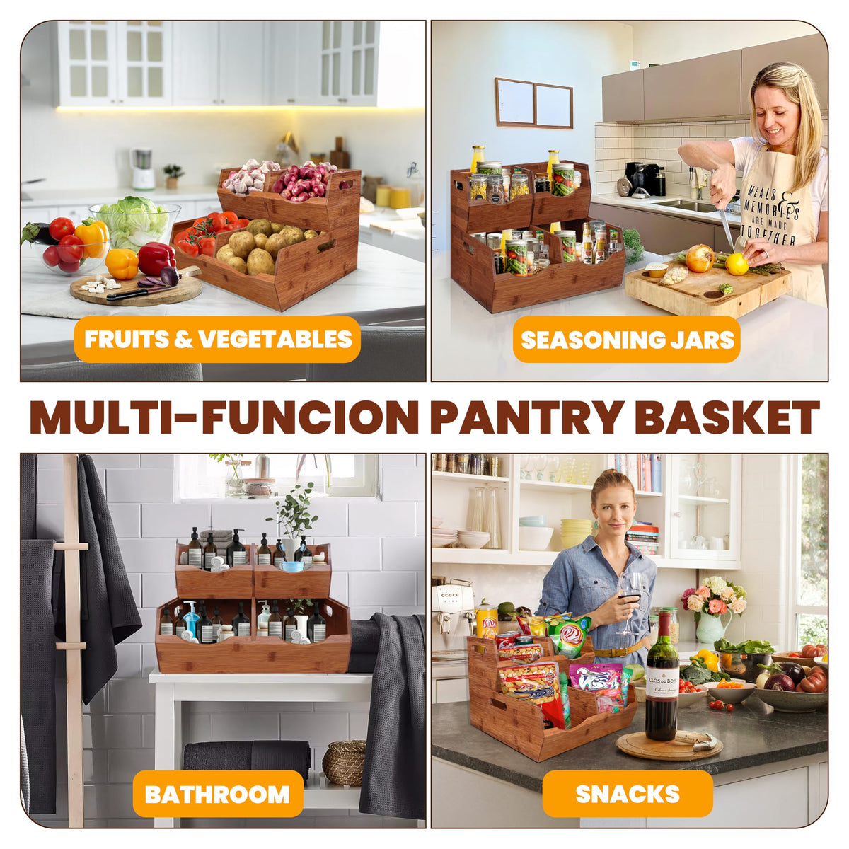 Bewbow walnut finish blends with kitchen decor for a natural look.
