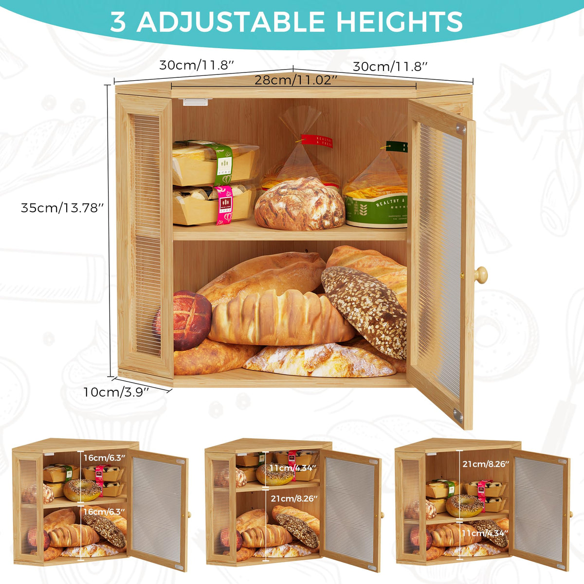 BEWISHOME bamboo wood double-layer design maximizes storage