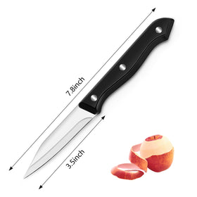 BEWOS 3.5-inch paring knife blade close-up for precise control.