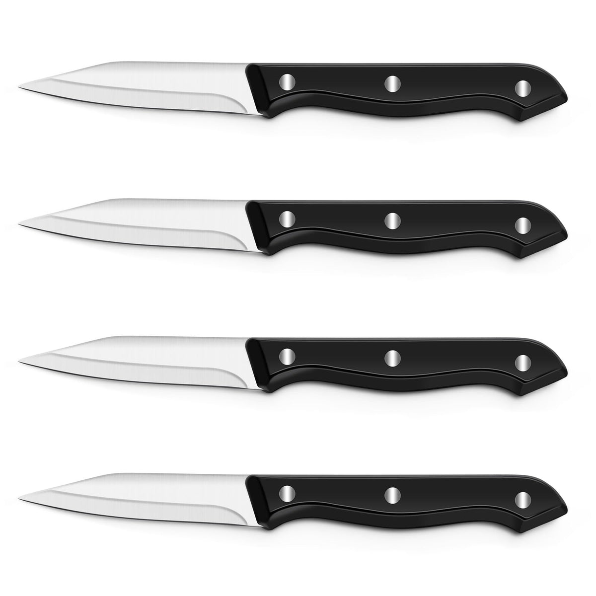 BEWOS 4-piece paring knife set packaging highlights value and quality.