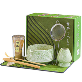 BEWOS 8 piece matcha set bowl with spout for tidy pouring