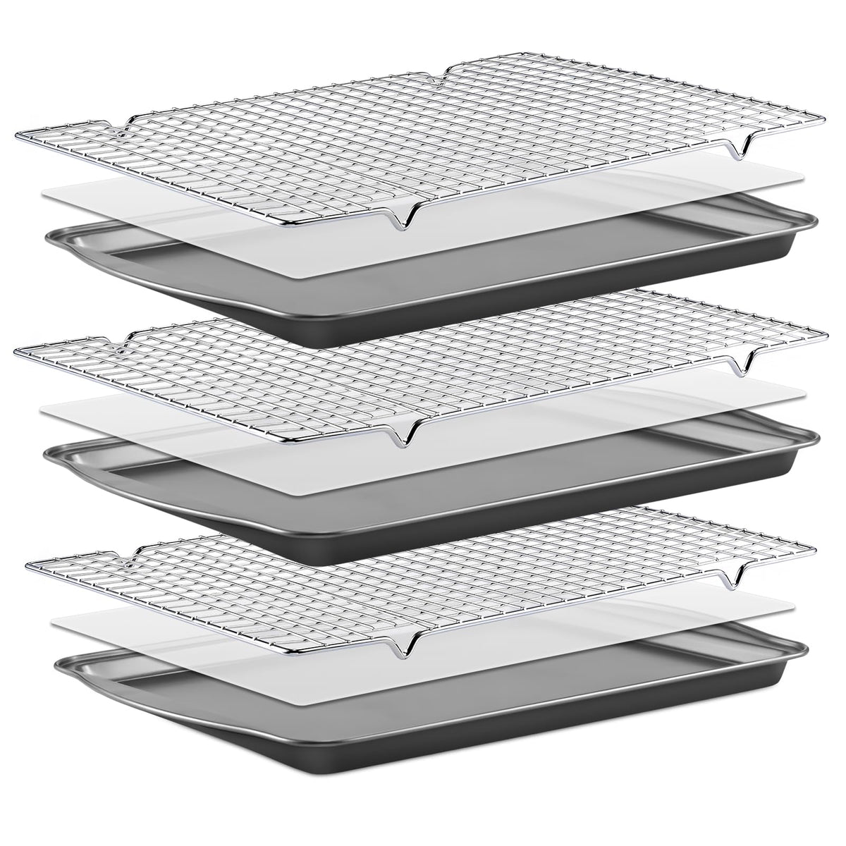 BEWOS baking sheet set with racks promotes even browning and airflow for cookies