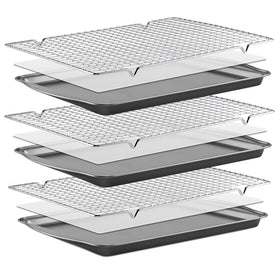 BEWOS baking sheet set with racks promotes even browning and airflow for cookies