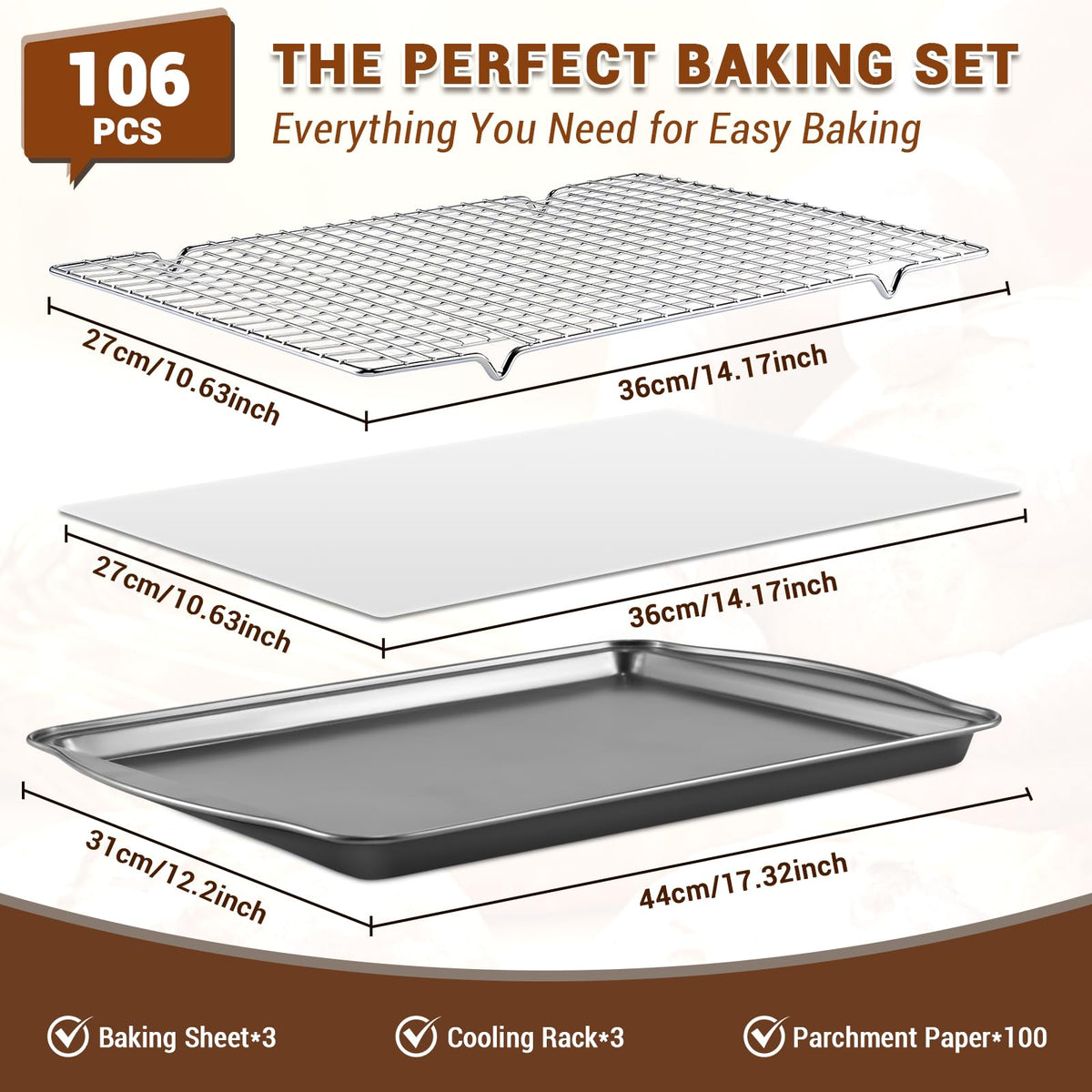 BEWOS carbon steel baking sheets deliver steady heat for consistent results