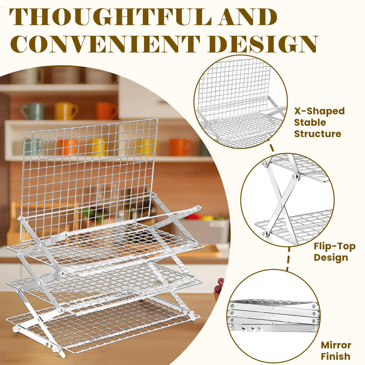 BEWOS rack folded compactly for easy storage and travel