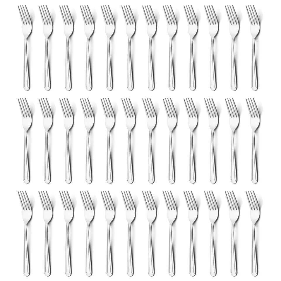 BEWOS 36-piece dinner forks set with 8.2-inch size for elegant table settings