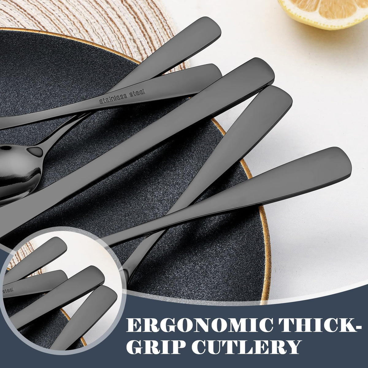 BEWOS mirror-polished flatware gleaming with an elegant finish on the table.