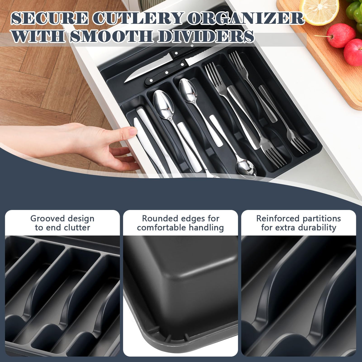 BEWOS stainless steel dinner knives with balanced grip for comfortable cutting.