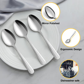 BEWOS stainless steel spoons with dishwasher-safe convenience.
