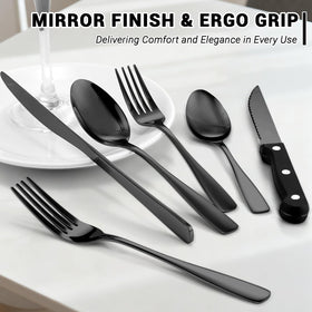 BEWOS three-rivet steak knife with ergonomic handle for comfortable slicing.