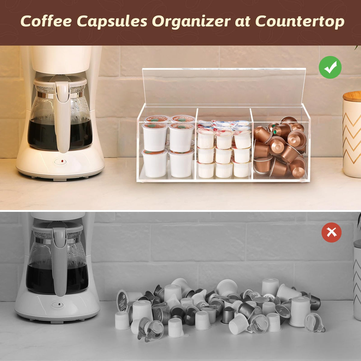 BEYGORM 24-cup capacity organizer in clear acrylic for efficient storage.