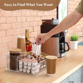 BEYGORM acrylic coffee bar station organizer with cups storage for easy replenishment