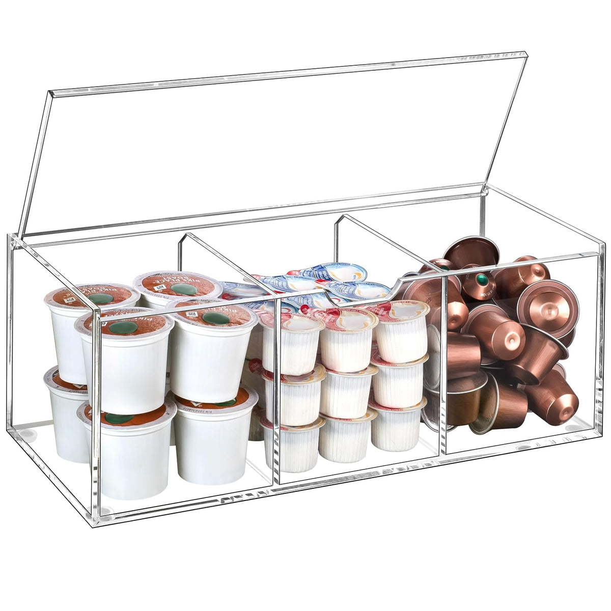 BEYGORM acrylic pod holder with lid keeps KCups organized and accessible.