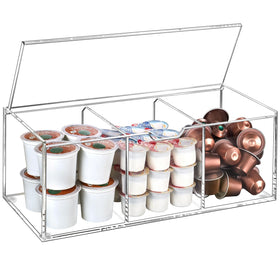BEYGORM acrylic pod holder with lid keeps KCups organized and accessible.