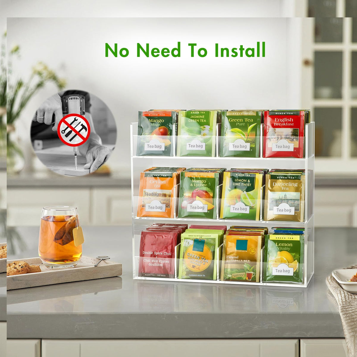 BEYGORM modern tea bar display keeps teabags organized and within reach
