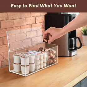 BEYGORM three-compartment pod storage keeps KCups, mates, and small items neatly separated.