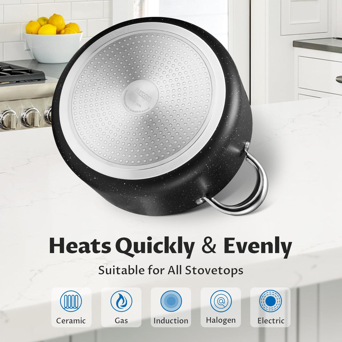 BEZIA stock pot induction compatibility offers cooking flexibility on any stove