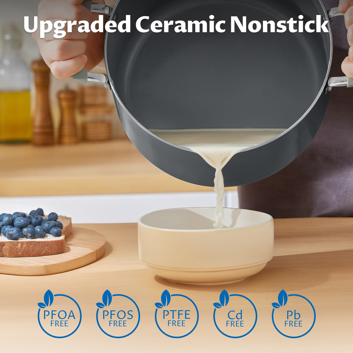 BEZIA ceramic nonstick surface for effortless release and quick cleanup.