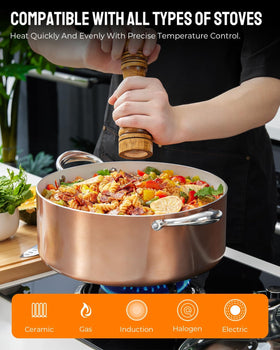 BEZIA induction-compatible base ensures even heating on all stove tops