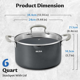 BEZIA 6 qt pot oven-safe up to 400°F for versatile cooking.
