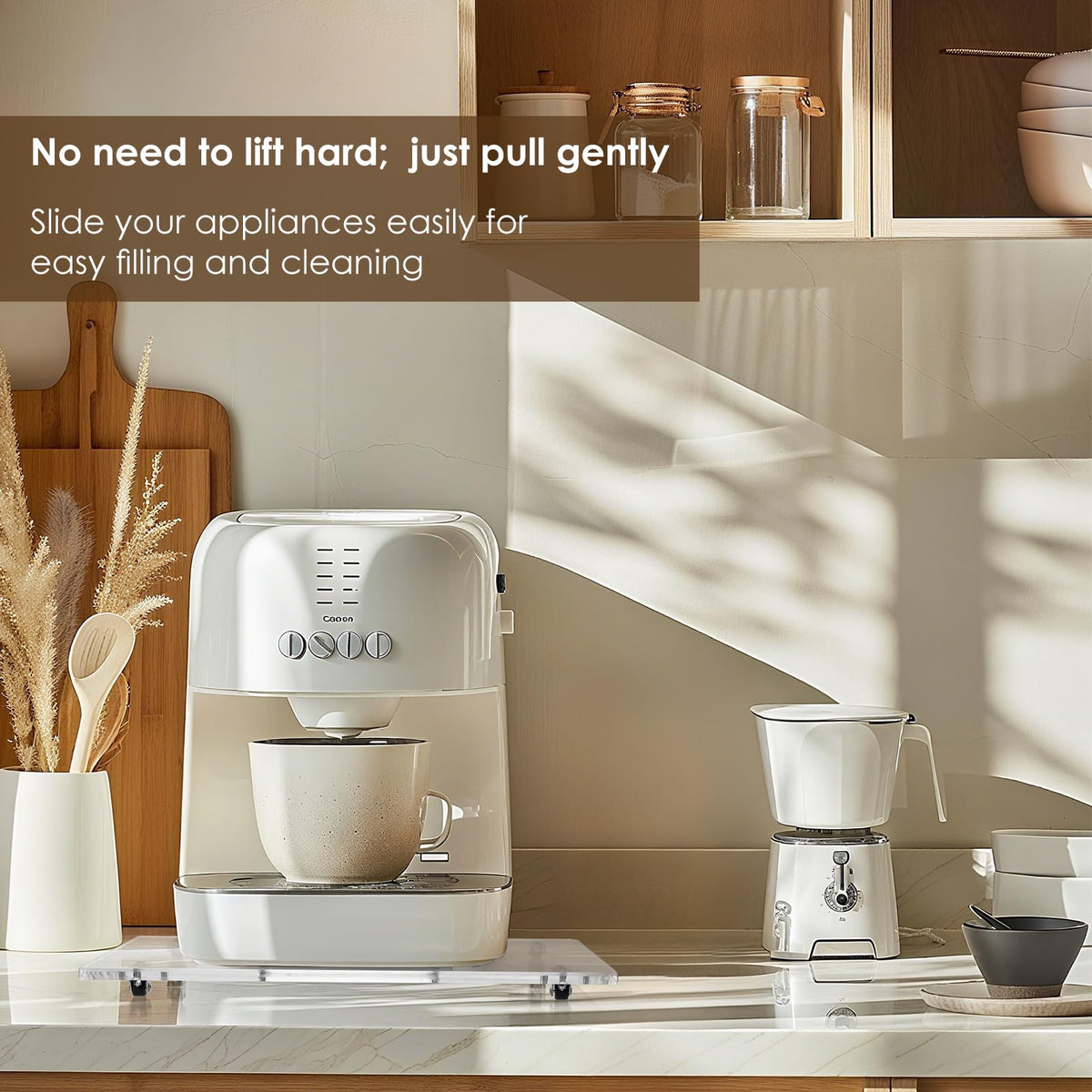 BEZONO transparent acrylic slider presents a sleek, durable kitchen surface.