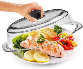 Bezrat clear glass shows food progress while reheating without removing the lid.