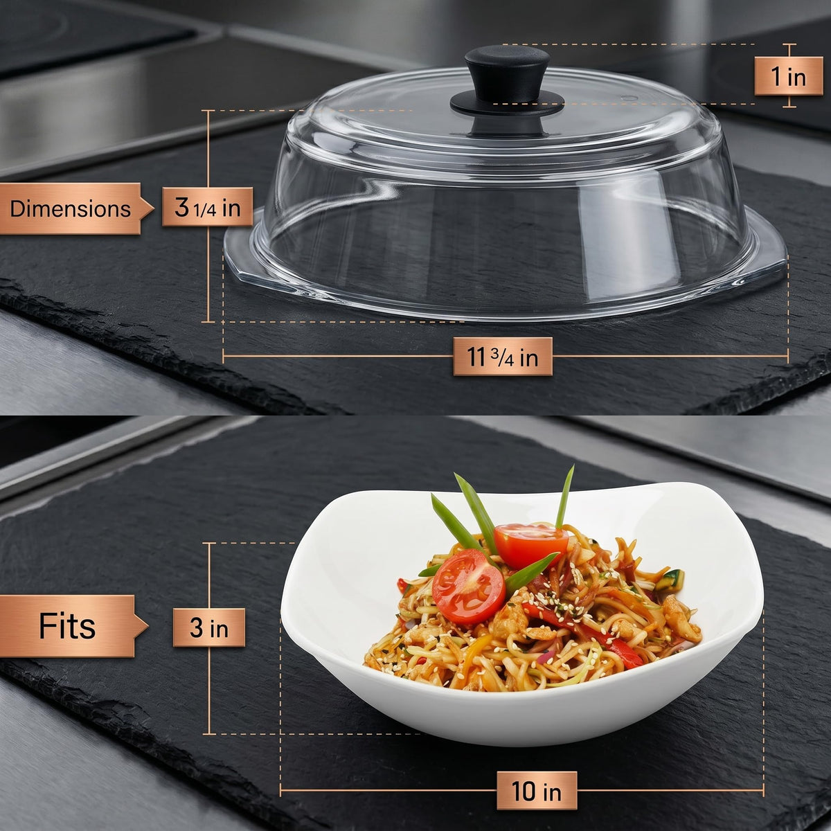 Bezrat 10-inch glass cover is dishwasher-safe and BPA-free for easy cleanup.