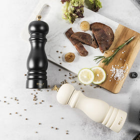 BF BILL.F pepper grinder 7-inch white with adjustable ceramic rotor for precise grind.
