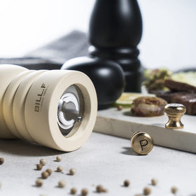 BF BILL.F set of 2 salt and pepper mills for organized spice storage.