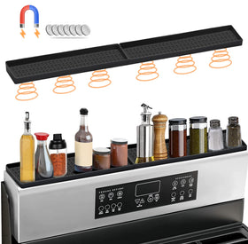 BFONS 30-inch silicone magnetic stove top shelf above the stove for easy spice access.