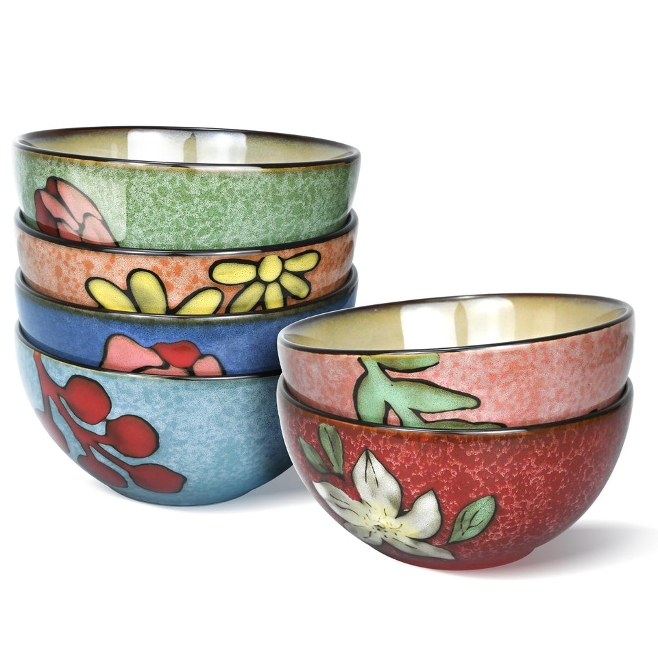BGCTM floral ceramic bowl 6-inch front view, ideal for cereal and daily meals
