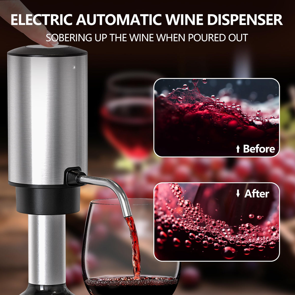 BGFOX wine aerator dispenser pouring wine with aroma enhancement