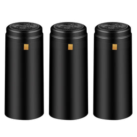 BGMAXimum PVC heat shrink capsules in matte black for a professional bottle finish.