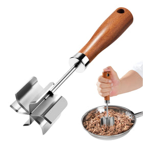 BGWARA stainless steel meat chopper with 6-curve blades for even ground beef prep.